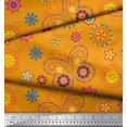 thumbnail image 2 of Soimoi Orange Moss Georgette Fabric Insect & Floral Clip Art Print Sewing Fabric BTY 42 Inch Wide, 2 of 3