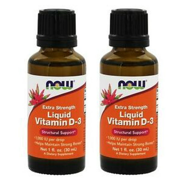 NOW Foods Vitamine D-3 Liquide Extra Fort 1 Once de Liquide - Pack de 2