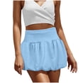 thumbnail image 3 of AGWOLF Bubble Mini Skirts for Women High Waisted Puffy Hem Skirt Cute A-Line Short Skirt Casual Y2K Summer Skirt Sky Blue M, 3 of 6