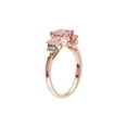 thumbnail image 2 of 1.40 Carat (Ctw) Morganite Three Stone Ring with Diamonds in Rose Plated Sterling Silver for Women, 2 of 5
