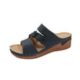 thumbnail image 2 of Viluyesy Women's Wedge Sandals, Arch Support Soft Sole Floral Hollow Up Casual Comfortable Slip-On Slides Shoes Blue, 2 of 9