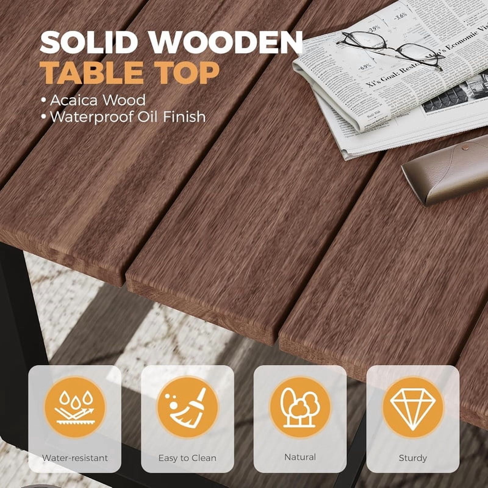 9 Piece Patio Dining Set, Outdoor Patio Table and Chairs Set with Large Wooden Dining Table and 8 Wicker Dining Chairs