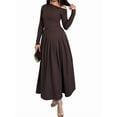 thumbnail image 2 of Women'S Fall Long Sleeve Wedding Guest Dresses One Shoulder Elegant Formal Pleated Midi Maxi Dress Brown S, 2 of 8
