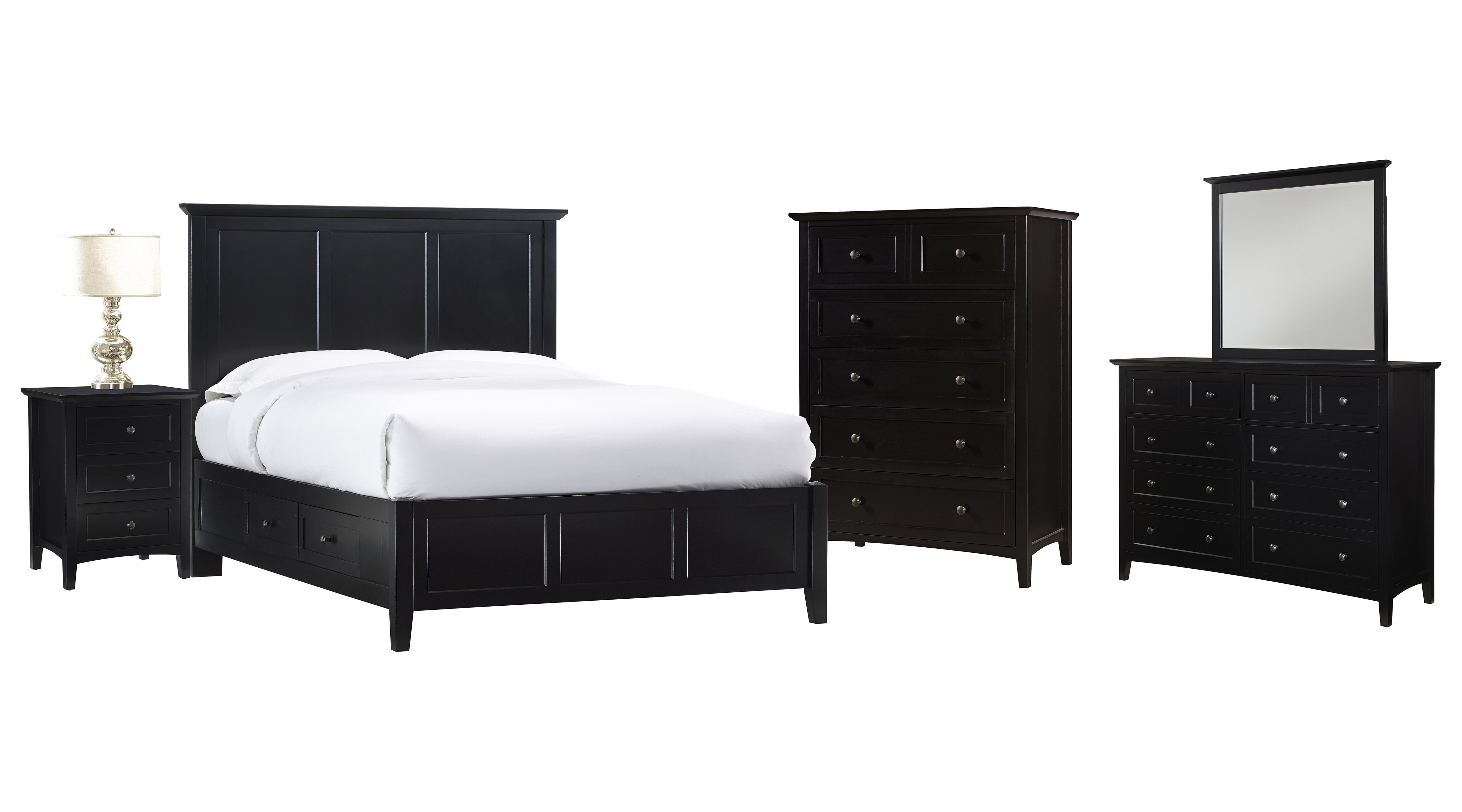 Pantego 5PC Full Storage Bed, Nightstand, Dresser, Mirror & Chest Set