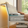 thumbnail image 3 of 4 EVER WINNER Queen Bed Frame with Storage Headboard and LED Light, Metal Platform Bed Frame with Wooden Headboard, No Box Spring, Brown and White, 3 of 9
