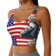 thumbnail image 2 of Balery American Astronaut Runs Forward Sujetadores deportivos con espalda cruzada para mujer, acolchados, sin costuras, de alto impacto, ideales para yoga, gimnasio, entrenamiento y fitness.-X-Large, 2 of 8