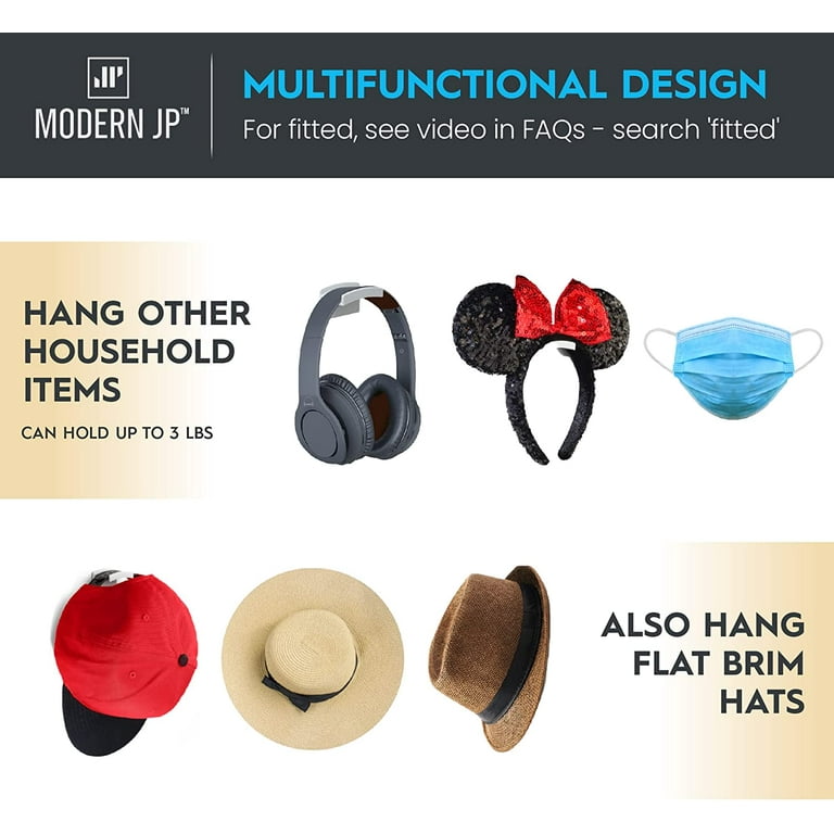 Modern JP Adhesive Hat Hooks for Wall, 8 Hooks, Clear, Minimalist Hat  Hangers