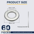 thumbnail image 2 of Arandela Plana M10 para Tornillo, 60Pcs Arandelas de Acero Inoxidable 304 10MM ID x 20MM OD x 2MM de Grosor (Tono Plateado), 2 of 6