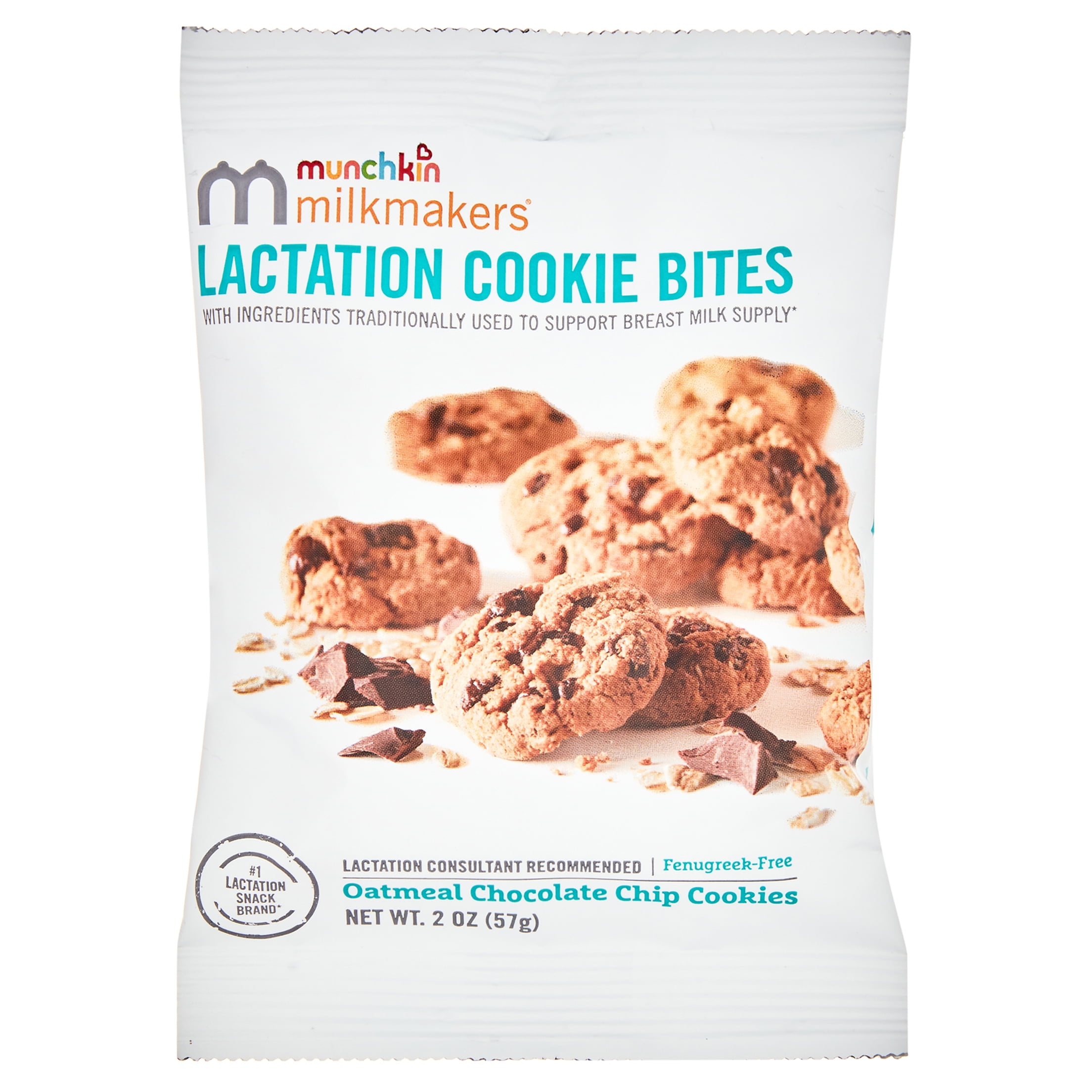 (3 pack) Munchkin Milkmakers Lactation Cookie Bites, Oatmeal Chocolate Chip, 8 Count