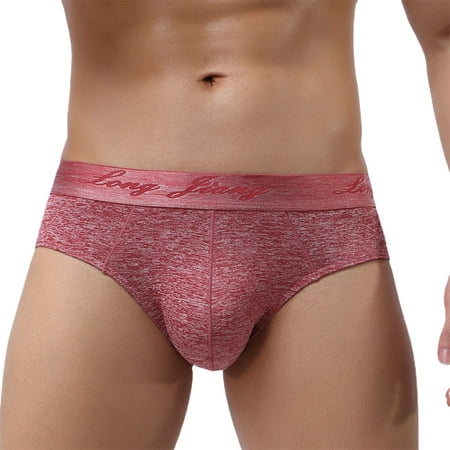 

Sunnymall Longjiang Men Underwear Solid Color U Convex Underpants Thin Mid Rise Briefs for Bathroom