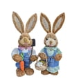 thumbnail image 1 of 2 figuras de conejo tejidas de pie, esculturas de escritorio, suministros para fiestas temáticas de Pascua Azul, 1 of 9