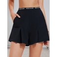 thumbnail image 6 of Womens Letter Printed Waist Pleated Athletic Shorts Black XXXL, 6 of 8