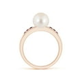 thumbnail image 2 of ANGARA Freshwater Cultured Pearl Ring with Rubies in 14K Rose Gold for Women | June Birthstone, Birthday, Anniversary, Jewelry Gift for Women | Pearl Ring, 2 of 8