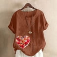 thumbnail image 1 of Fiudx Liquidación de Ofertas Flash Blusa Informal y de Lino con Botones y Manga Corta Estampada para Mujer, 1 of 3