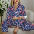 thumbnail image 6 of Yiaed Retro plants forest animals Print Pajamas Women's Long Sleeve Sleepwear Soft Button Down Loungewear Pjs Lounge Set Nightwear Womens Pajama Pants-XX-Large, 6 of 7