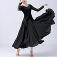 thumbnail image 5 of Lace Flowy Long Sleeve Velvet Ballroom Latin Dance Dresses With Godets, 5 of 8