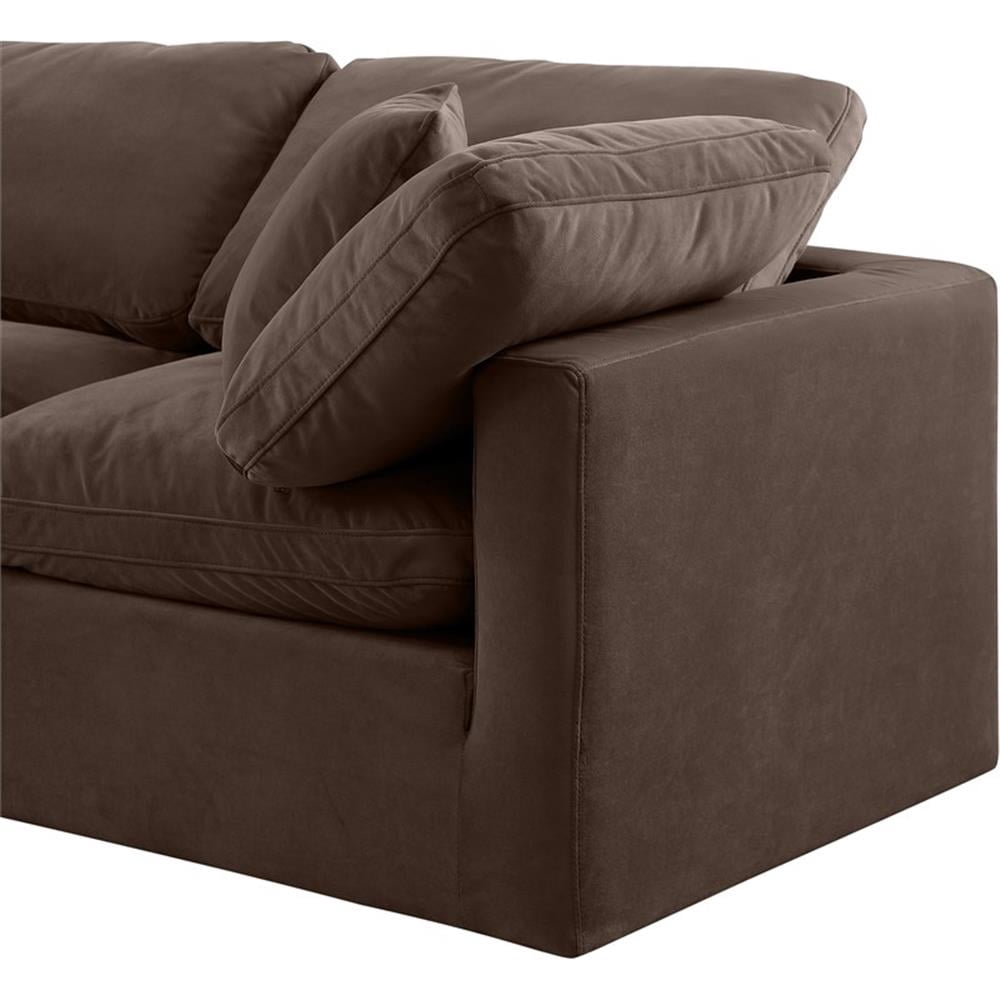 Meridian Furniture Indulge 94" Contemporary Velvet Modular Sofa in Brown