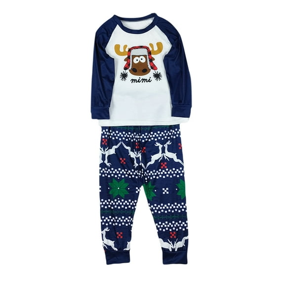 Gureui Parent-Child Christmas Nightclothes, Long Sleeve Round Neck Elk Print Tops+ Trousers Suit/ Infants Romper