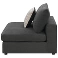 thumbnail image 5 of Duncan Charcoal Armless Chair - Upholstered, Removable Cushions, 38" Wide - Living Room Seating. Modern Design, Charcoal Fabric, Feather Down Comfort., 5 of 12