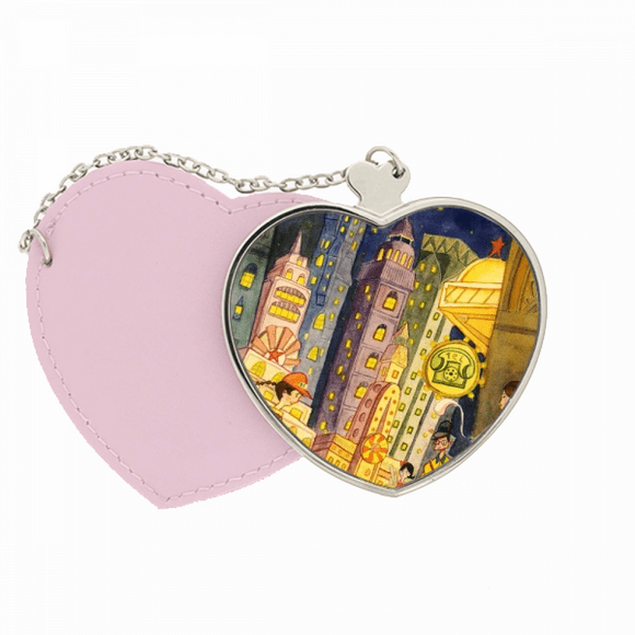 Miaoji Peinture Aquarelle Chat Ville Ville Miroir Sac de Voyage Maquillage Cœur Rose