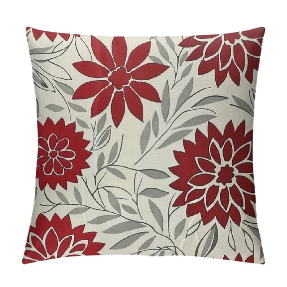 PHYHOO Throw Pillow Covers Home Decor Red Floral Vintage Leaf Retro Geometric Pillow Cases Decorative Outdoor Cushion Couch Sofa Pillowcases