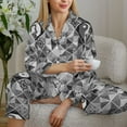 thumbnail image 6 of Haiem Yin Yang With Black And White Pattern Women’s Long-sleeve Sleepwear,Sleepwear Set,2-piece Loungewear Set,Soft PJs Comfy Nightwear with Pockets-Small, 6 of 7