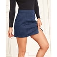 thumbnail image 3 of Wenseny Womens Suede A-line Skirt Stylish Casual Pencil Skirts Vintage Classic Short Skirt Navy Blue XL, 3 of 5
