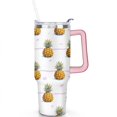 thumbnail image 2 of 40 oz Tumbler Pineapple with Handle Vacuum Insulated Travel Coffee Mug Leak Resistant Travel Cups Car Cup Holder Friendly for Travel Commuting, 2 of 7