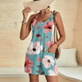 thumbnail image 6 of Summer Tank Top Romper for Women Casual Floral Print Short Jumpsuit with Pocket Tie Shoulder One Piece Workout Overalls, Green, XXXL, 6 of 6