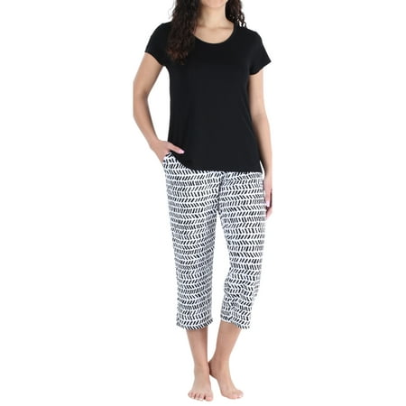 

Sleepyheads Women s Jersey Lightweight Short Sleeve Tee and Capri Pajama Set