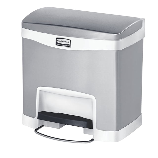Rubbermaid Slim Jim Corbeille à Papier en Acier Inoxydable 4 Gallons, Blanc