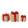 thumbnail image 1 of Lot de 3 Coffrets Cadeaux en Sisal Blanc et Rouge Éclairés Décorations de Noël Extérieures, 1 of 2