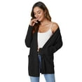 thumbnail image 3 of Anygrew Open Front Cardigan Sweater Long Sleeve Black Cardigan For Women with Pocket,Size L, 3 of 7