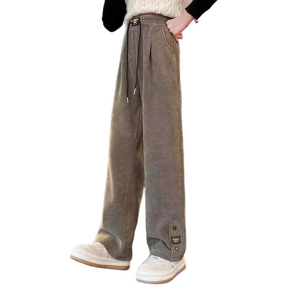 Girls Sweatpants Cotton Straight Joggers Althetic Casual Wide Leg Pants with Drawstring Kids Clothes Girls Size 5-15