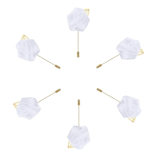 6 Pcs Ramilletes de Rosa Unique Bargains para Novio Ceremonia de Boda Aniversario Cena Formal Blanco