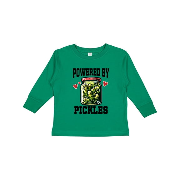 Inktastic Pickle Lover Funny Powered by Pickles Boys or Girls Long Sleeve Toddler T-Shirt