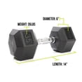 thumbnail image 5 of Mega Fitness Haltère Hexagonal en Caoutchouc 35 lb Poignée Moletée Simple Gym à Domicile, 5 of 5