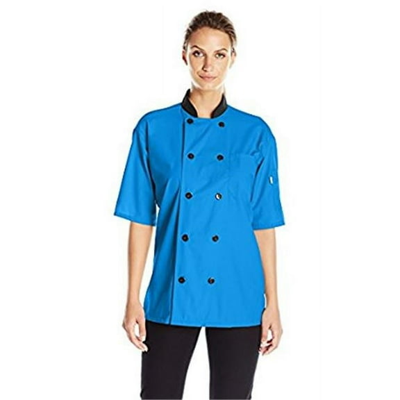 Vtex 0494-5108 Uncommon Threads Womens Havana Chef Coat SS Mesh, Cobalt - 4XL