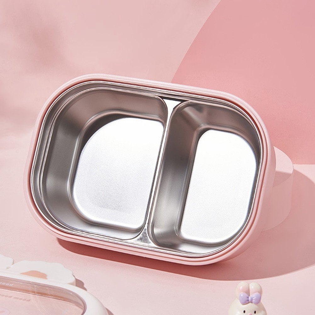Stainless Steel Bento Box with Compartments Cute Bunny Lunch Box for Office Outdoor Camping Picnic