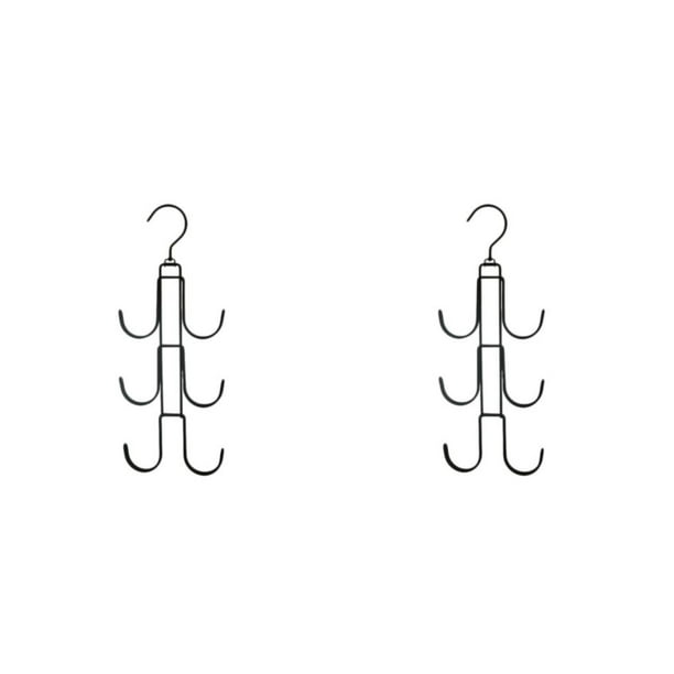 Advancent Colgador giratorio para almacenamiento de bolsos, gancho giratorio para cinturón, lazos para ropa, organizador de bufandas, colgador Negro 2piezas