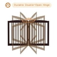 thumbnail image 4 of HLR Freestanding Pet Gate for Dogs, Foldable Wooden Dog Gate, Indoor Dog Gate for Stairs, Doorways, Step Over Pet Puppy Safety Fence with Support Feet, 24" Height 4 Panels, Dark Brown, 4 of 8
