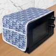 thumbnail image 1 of Navy Blue Microwave Oven Cover, Abstract Grid Style Squares with Various Scandinavian Motifs Heart, Water Resistant Organizer with Pockets for Kitchen, 36" x 12", Pale Blue Dark Blue, by Ambesonne, 1 of 4
