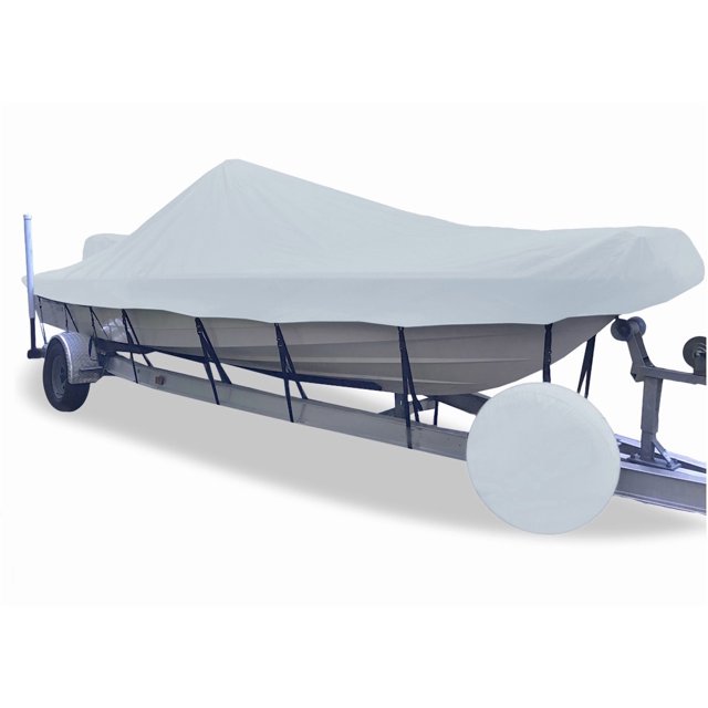 Carver Boat Cover 71221P-10 Used For Storage; V-Hull Bass Boat; Water Repellant/UV Protection/Mildew Resistant; Haze Gray; Performance Poly-Guard Marine Grade Polyester