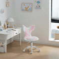 thumbnail image 2 of Guyou Mermaid Swivel Chair for Kids Ages 5-12 - Adjustable Height Children's Chair with Faux Fishtail Back & Rollers - Study/Dressing Desks Chairs for Bedroom, Fresh Pink, 2 of 7