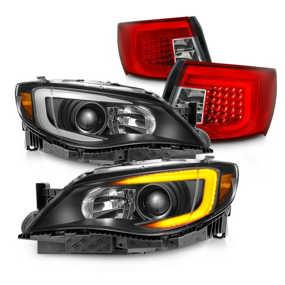 AKKON - Fits 2008-2011 Subaru Impreza| 12-14 WRX Premium LED Taillights Bar Housing & Projector Headlights