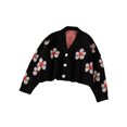 thumbnail image 6 of Women's Y2K Floral Print Sweater V Neck Long Sleeve Cardigan Knitwear Sweater Open Front Button Down Sweet Coat Tops, 6 of 6
