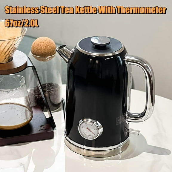 Stainless Steel Electric Water Kettle, 2.0L Hot Water Boiler with Thermometer, LED Indicator, Auto Shut-Off & Boil Dry Protection