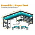 thumbnail image 5 of ODK 66" L Shaped Gaming Desk with Power Outlet and LED Lights, PC Gaming Table with Carbon Fiber Texture, Reversible L Shape Desk with Storage Shelves & Monitor Stand, Home Office, 5 of 6