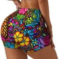 thumbnail image 2 of Kdxio Butterfly Garden Print Workout Shorts for Women Seamless Soft Smooth Gym Yoga Scrunch Active Shorts, 2 of 5