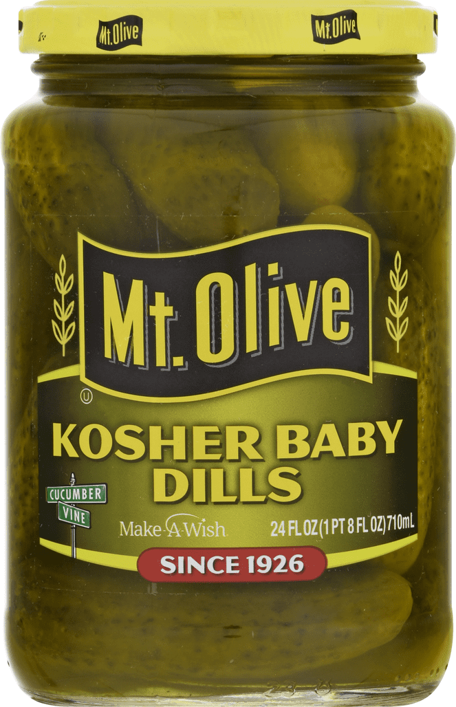 Mt. Olive Kosher Baby Dill Pickles, 24 fl oz Jar